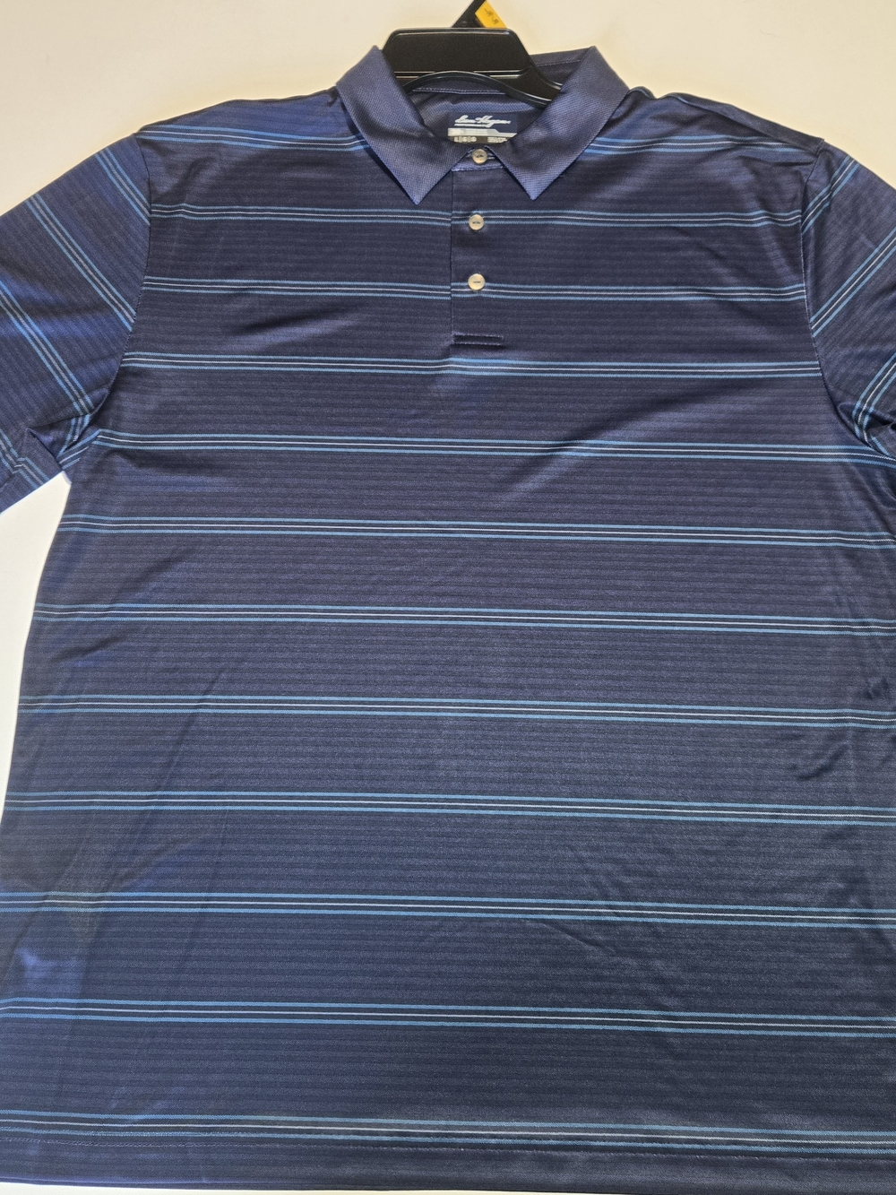 NWT Ben Hogan Performance Stripe Polo Navy Blue  Performance Polo Shirt L